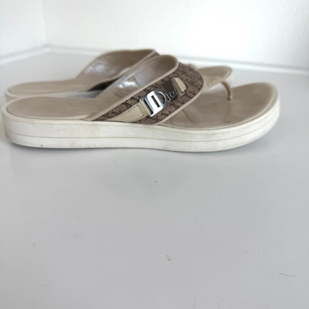Christian Dior Trotter Monogram Flip Flop Sandals 2005 Logo Brown 36.5 - Picture 3 of 9